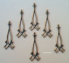 #3499 ANTIQUED GOLD OPEN CELTIC RENAISSANCE DROP W/TOP HANG RING – 6 Pc Lot