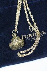 Victorian 1890’s Seal Pendant Initial HY Solid 10K Gold 2.5 MM Rope Necklace 18″
