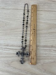 VTG VCLM Nordstrom Victorian Style Cross Necklace Rhinestone Crystal Goth Boho