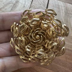 Vintage 1940s-50s Corocraft Flower Brooch Pin 2 Inch Openwork Gold Plated Signed