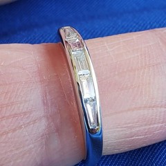 Original EARTH MINED DIAMOND slim Wedding BAND Antique PLATINUM Stacking RING