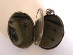 ANTIQUE VICTORIAN SILVER MONOGRAM M MOURNING LOCKET PENDANT PHOTO CHARM
