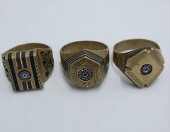 Morocco Top Brass Three Men’s Ring Chevron Bead Engraving Pieces US Size 11