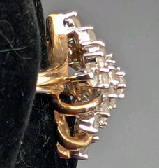 Vintage EDCO Gold Tone Plated Silver CZ Filled Dinner Ring Size 8