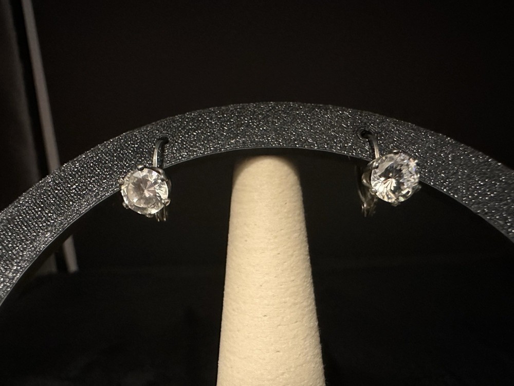 Vintage Sterling Silver Glass Drop Earrings Leverback Closure 1.5g