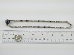 Vintage Sterling Silver Blue Cloisonne Bead Link Necklace 13.4g 925 14.5 Inches