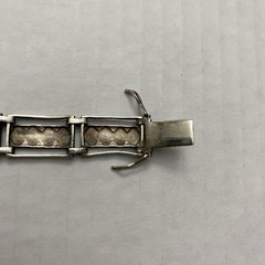 Sterling Silver Marcasite Panel Link Bracelet 925 Vintage 7 7/8 inch 21.5g