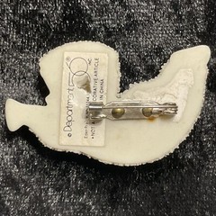 Vintage Department 56 Snow Baby with Horn Statement Brooch Pin 1 3/4″ Long