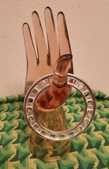 Vintage Signed GIVENCHY Matte Silver Slicer Bangle Bracelet circa 1980’s 1990’s
