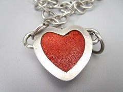 UNUSUAL SOUTHWESTERN STERLING SILVER HORN CORAL HEART STATEMENT NECKLACE 106G