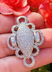 Vintage Estate 18k White Gold 3.00ct G VS Diamond Brooch/Pin/Pendant