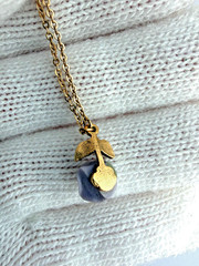 Vintage 1928 Handmade 1968 Purple Porcelain Rose Features Three-Dim. Pendant