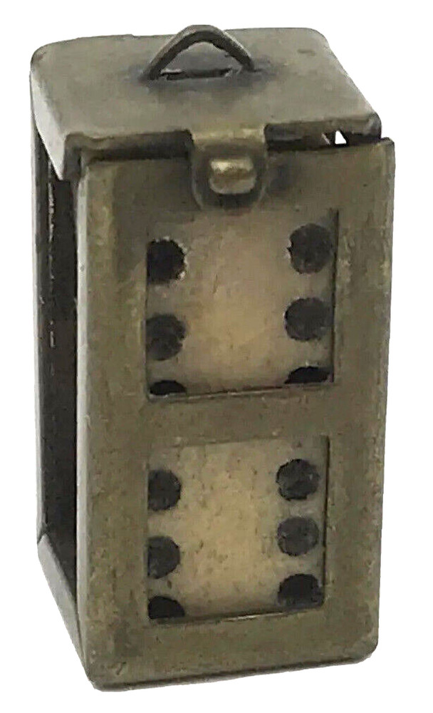 Antique Miniature Dice Necklace Locket Case Cage Pendant Gambling Charm Unique