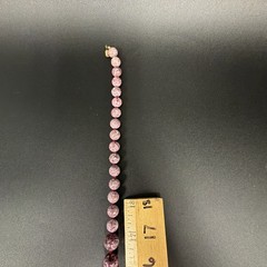 Vintage Graduated Lepidolite Stone Beaded Necklace, Barrel Closure, Knotted