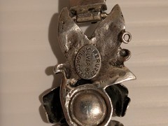 Vintage Peruzzi Bracelet & Clip-On Earrings Set Signed 800 Silver Rose Motif