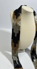 Vintage Southwestern Style Beaded Black Silver And Gold Necklace Jewelry