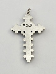 Vintage Bell Trading Post Sterling Silver Turquoise Southwest Cross Pendant 4.9g