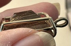 Gold Rutilated Quartz Penant Faceted Emerald Cut Four Prong Setting