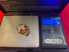 VINTAGE 18kt GOLD RING 8.5 CWT. YELLOW TOPAZ OVAL CUT RING SIZE 5.25 TO 5.50