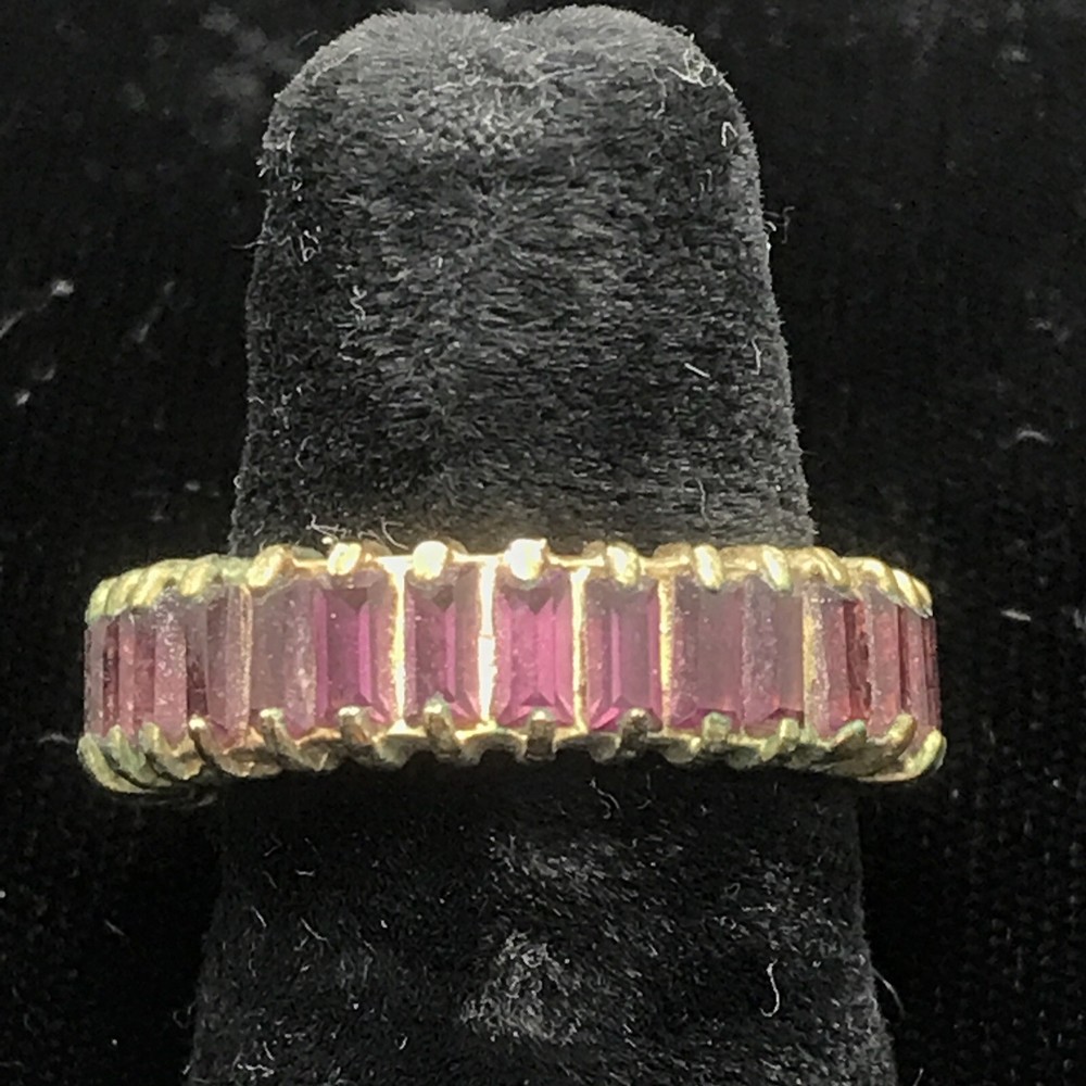 Vintage Gold Plated Entrnity Band Purple Crystals Ring varied sizes