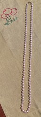 Vintage Marvella Single Strand Knotted Faux Pearl Necklace Champagne Slide Clasp