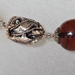 LOUIS ROUSSELET Necklace Amber Glass Beads & Brass 15″ Made In France Vintage