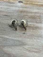1950’s Mid Century Modern Gold Circle Target Rings Unk Stone Screw Earrings B6