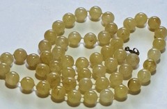 Vtg Golden Glowing Rutilated Quartz Round Bead Strand Double Tied Necklace 22″