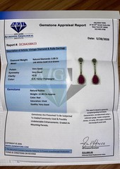 Large 14K Solid Gold Authentic Natural Ruby Diamond Leaf Earrings AGI Certified!