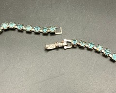 Sky Blue AB Aurora Borealis Rhinestone Festoon Necklace Prong Set Vintage 1950s