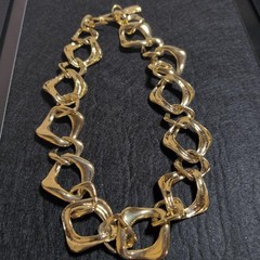 Yves Saint Laurent YSL Chain Necklace Gold Tone Chunky Vintage