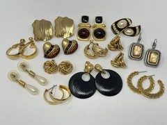 Vintage Bold Estate Costume Earrings Lot (13) 90’s Gold Tone Joan Rivers Trifari