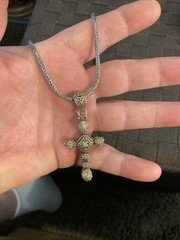 Vintage JTV Sarda Sterling Silver 925 Wheat Snake Chain w/ Filigree Sarda Cross