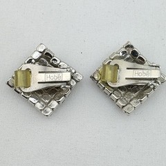 Vintage Clear Rhinestone Clip-on Earrings Signed Hobe