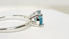 Sterling Silver Ring W Large Oval-cut Aquamarine Crystal & CZ Accents – Sz 8.75