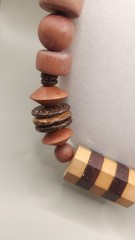 Vintage 70s Chunky Wood Bead Statement Necklace Boho Retro Barrel Clasp 25″ 2oz