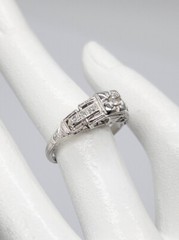 Antique 1920s RING O ROMANCE .40ct Old Mine Cut VS G Diamond 19k White Gold Ring