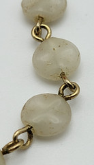 Vintage 50’s Emmons White Stone Beaded Necklace 15 Inch Gold Tone Carved 7.6mm