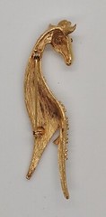 Gold Tone Giraffe W/Green Rhinestones Eyes Signed LG (Lind-gal)