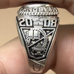 REED & CO Sterling 2008 Lab-Created Sapphire School Ring Size 6