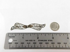 Vintage 800 Silver Filigree Bow Brooch or Pin 2.5 Inches Long 3.5 Grams Weight