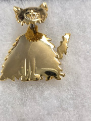 Vtg Danecraft gold tone coil spring head Cat Pin