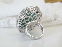 Vintage Huge Sterling Silver 925 Green Turquoise Looking Statement Ring Size 5