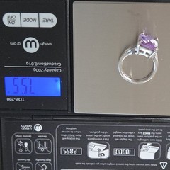 Modernist Rectangular LIGHT Amethyst Faux Stone 925 Silver Ring Size 7.75