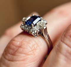 Vintage Retro ~1ct Sapphire & Diamond Platinum Engagement Ring Sz 5 5.7g Estate