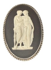 Vintage Wedgewood Goddess Cameo Sterling Silver Brooch In Original Box