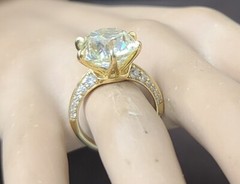 Vintage 18k Yellow Gold Engagement Ring 10.08ct Natural Euro Cut Yellow Diamond
