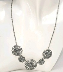 Vintage Marcasite Necklace & Pierced Ear Dangle Earrings | 3 Piece Jewelry Set