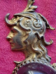 Antique Victorian Long Figural Pendant Necklace Hellenistic Revival Soldiers