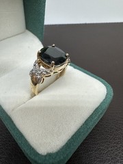Vintage Ross Simons Dark Blue Sapphire Gold Over Sterling Silver Size 7.75 Ring
